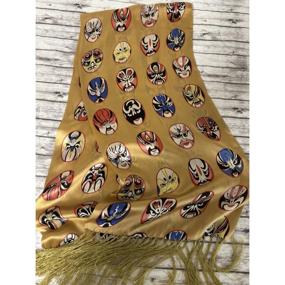 Vintage 100% Silk Print Scarf 11x45